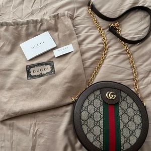 Gucci Round Ophidia Bag GG Coated Canvas Mini